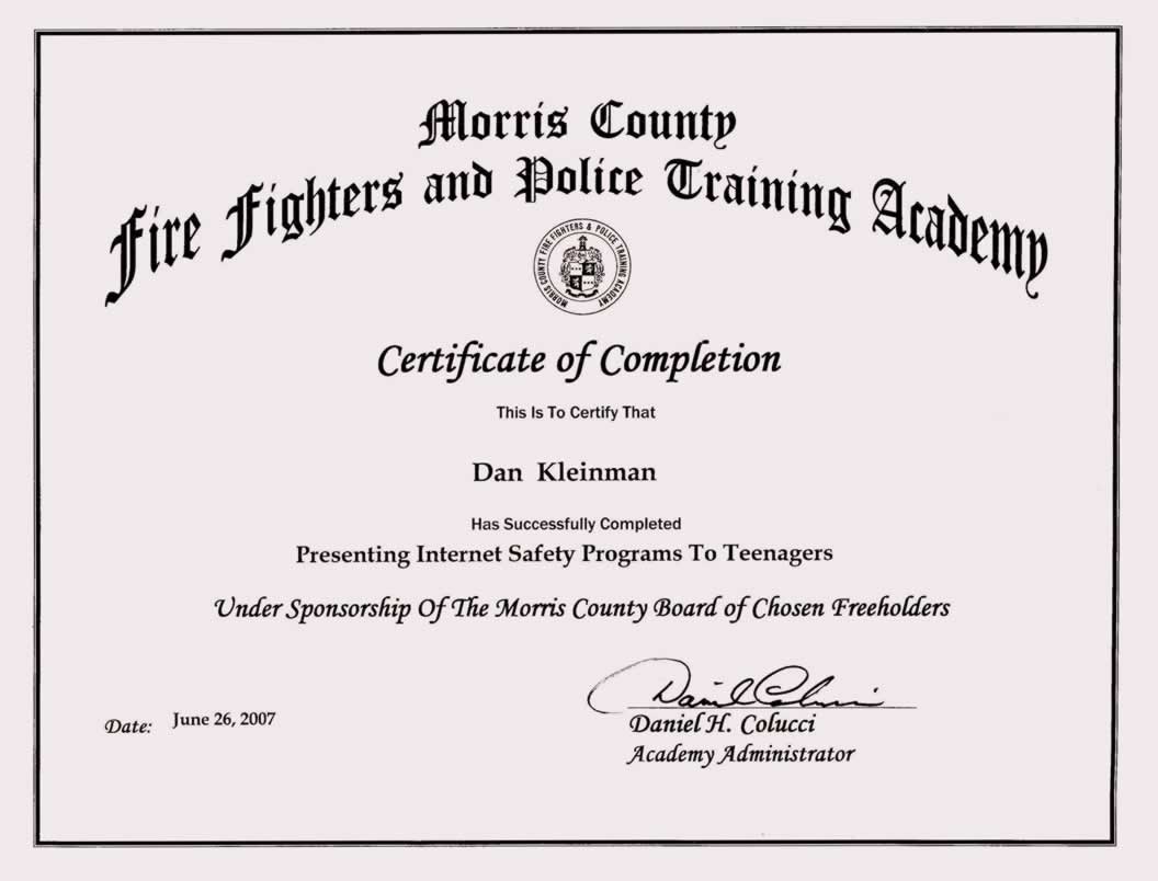 fire training certificate template